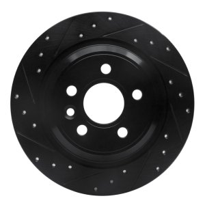 Volvo V60 Cross Country Brake Rotor (1) - Rear Left - R1 Concepts - Drilled & Slotted - Black - `07-`18